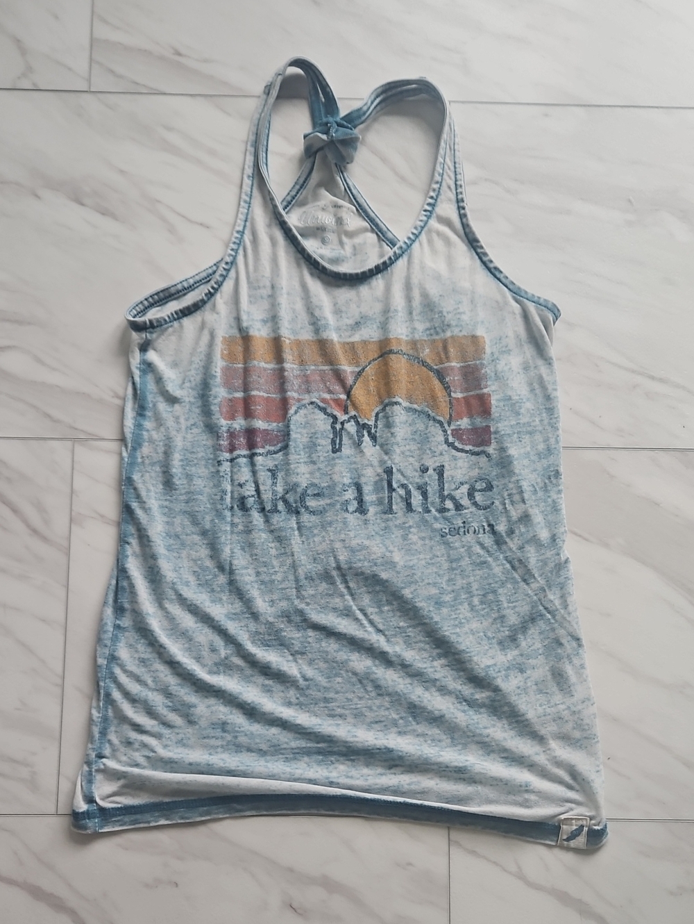 Women's Light Blue Graphic Racerback Tank Top - 'Take a Hike'